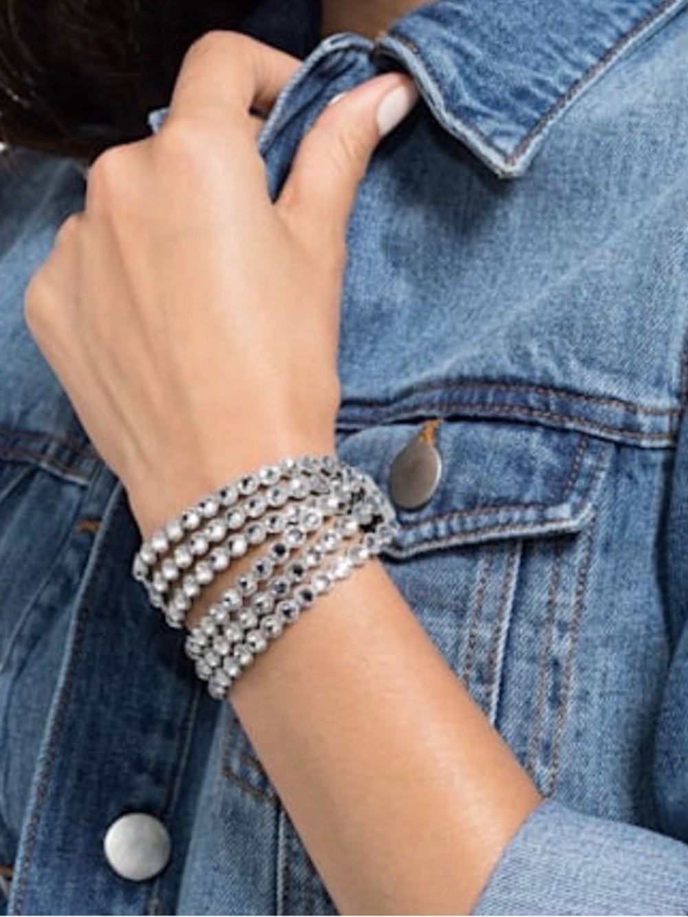 Swarovski Crystal Wrap Bracelet in Gray with Clear Crystals